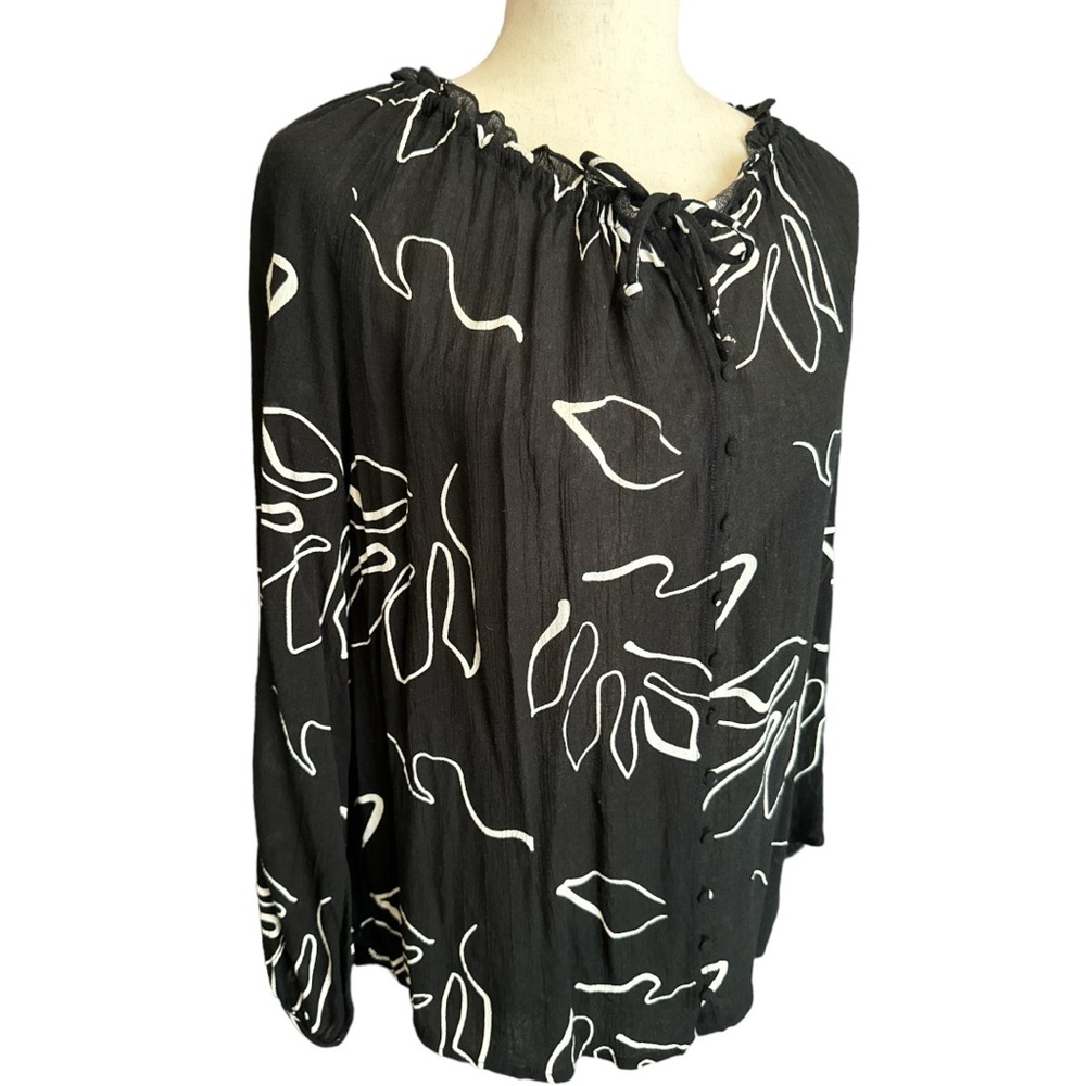 Z Supply Black White Print Athena Top Size Small - Picture 4 of 9